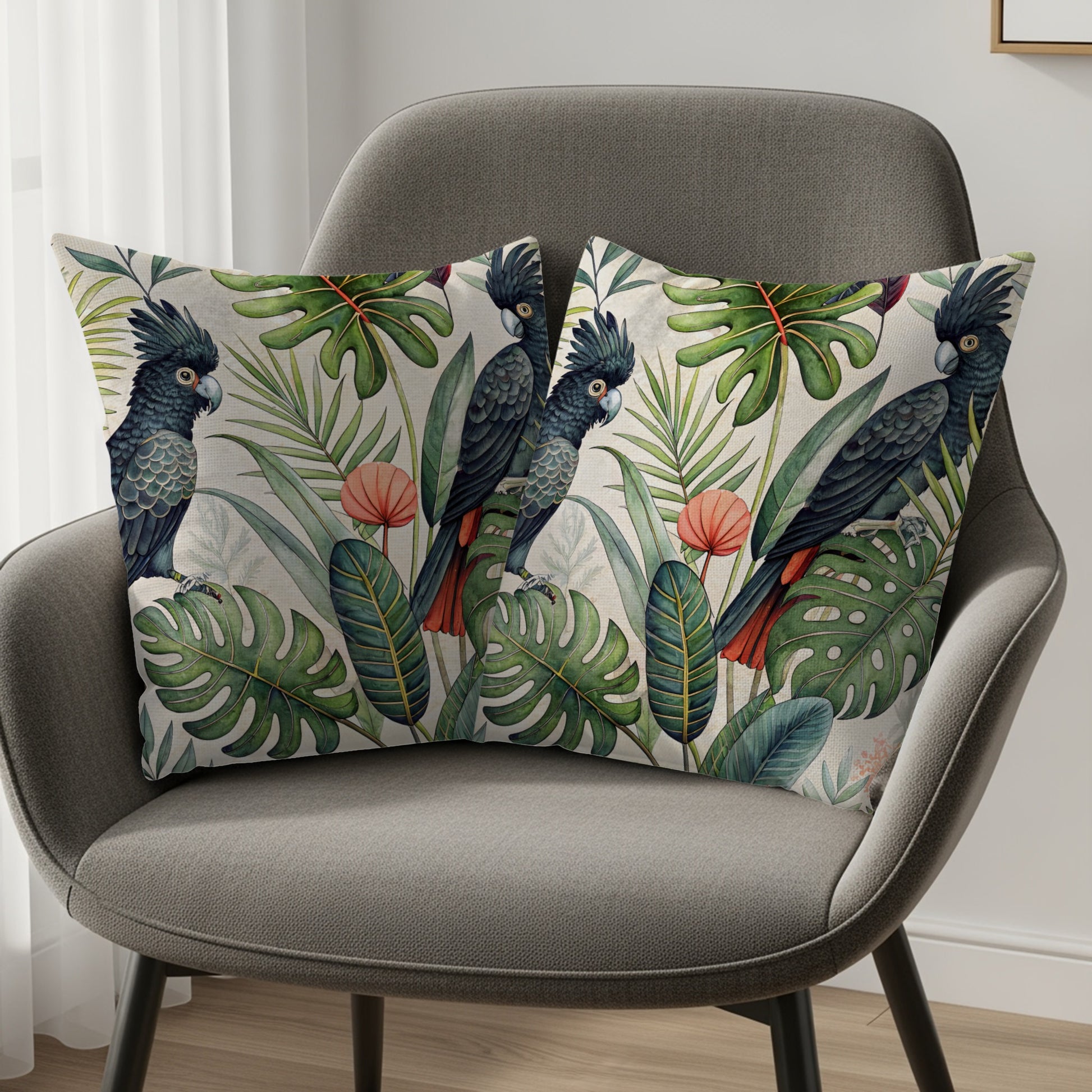 Tropical Parrot Jungle Decorative Throw Pillow Set