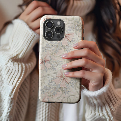Elegant Floral and Bow Design Phone Case for All Models