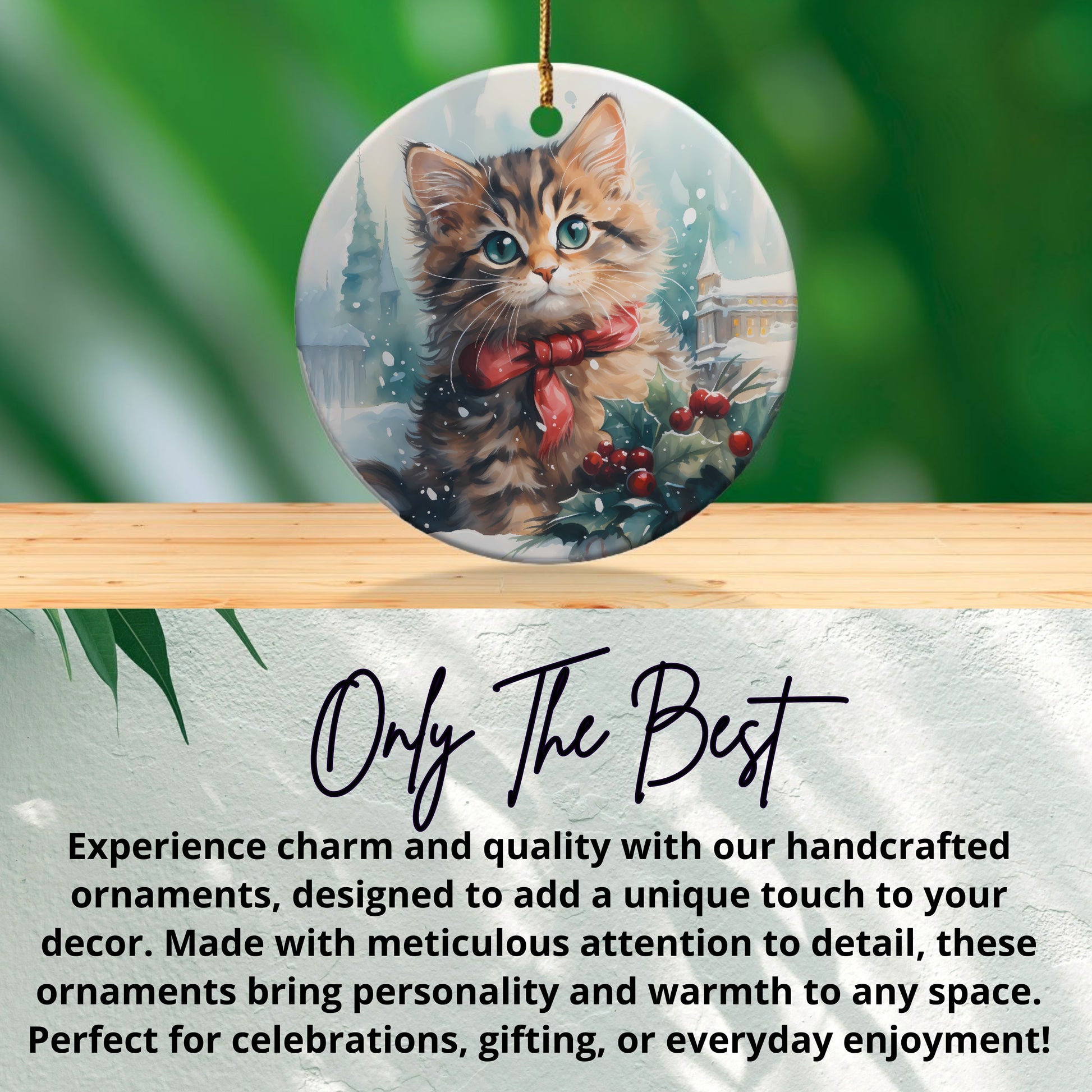 Whimsical Festive Kitten Ornament Christmas product type