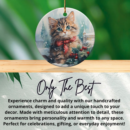 Whimsical Festive Kitten Ornament Christmas product type