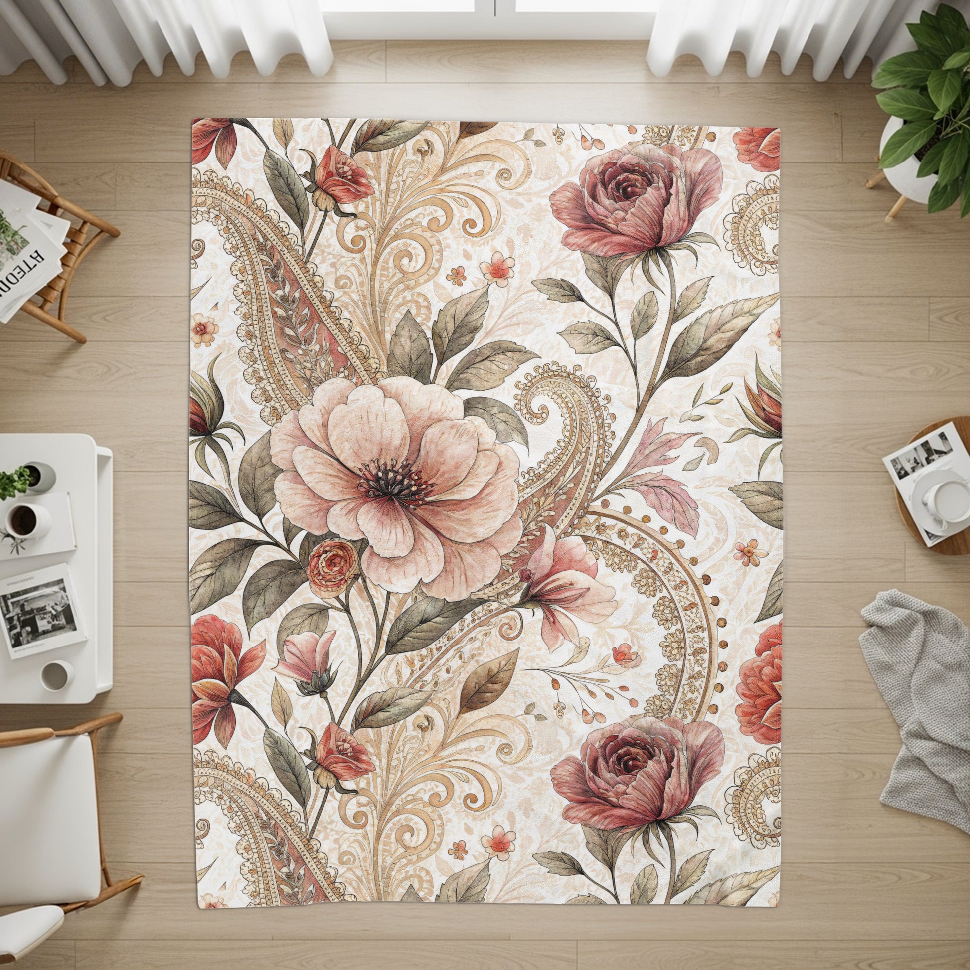 Floral Arrangement Elegant Paisley Pattern Vintage Style - Walk Greener