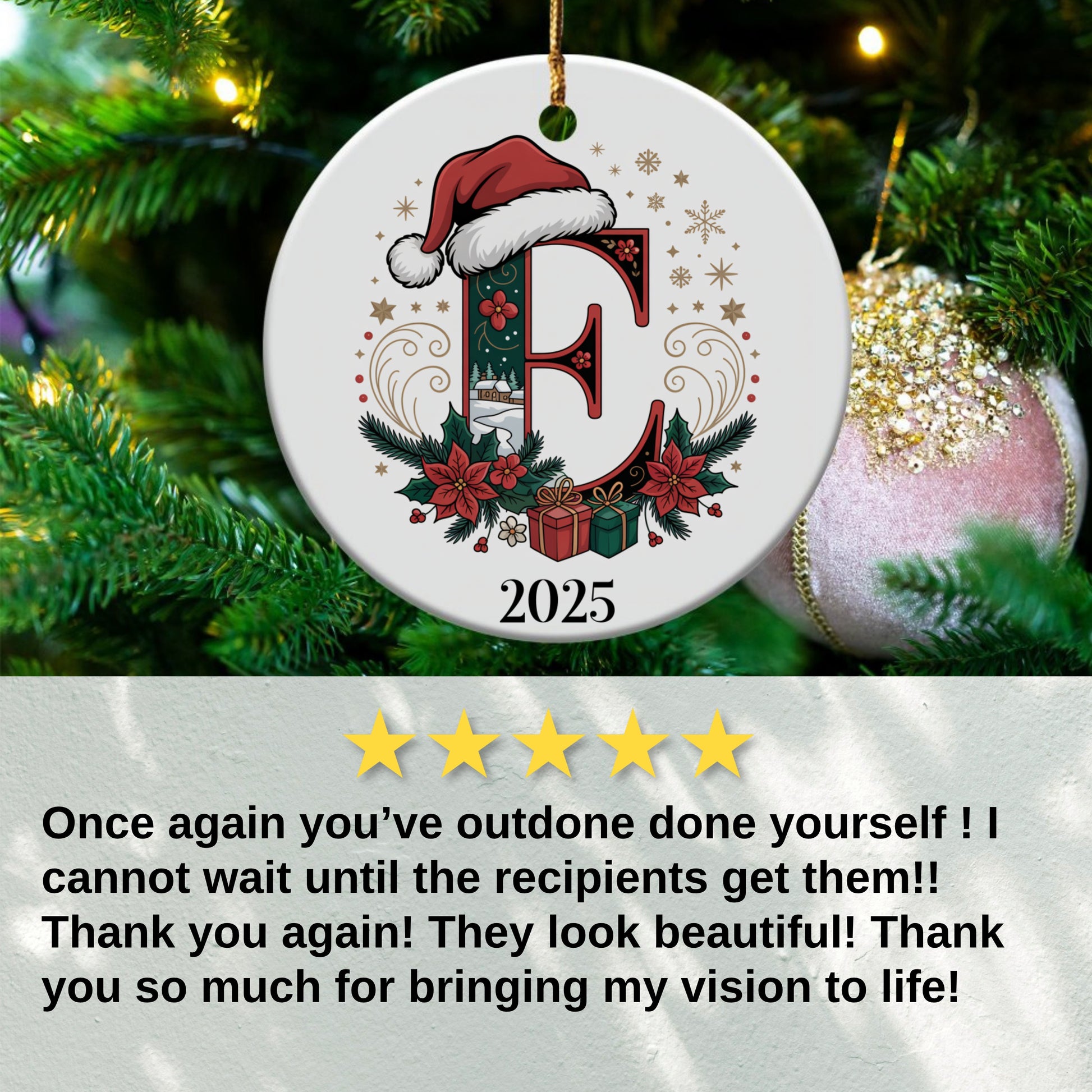 Festive Christmas Ornament with Initial E product