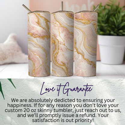 Custom 20 oz Skinny Tumbler with Unique Marble Design