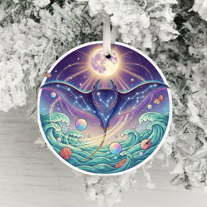 Majestic Manta Ray Under Moon Sea Waves Decor product type