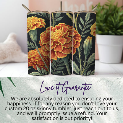 Custom 20 oz Skinny Tumbler with Floral Design