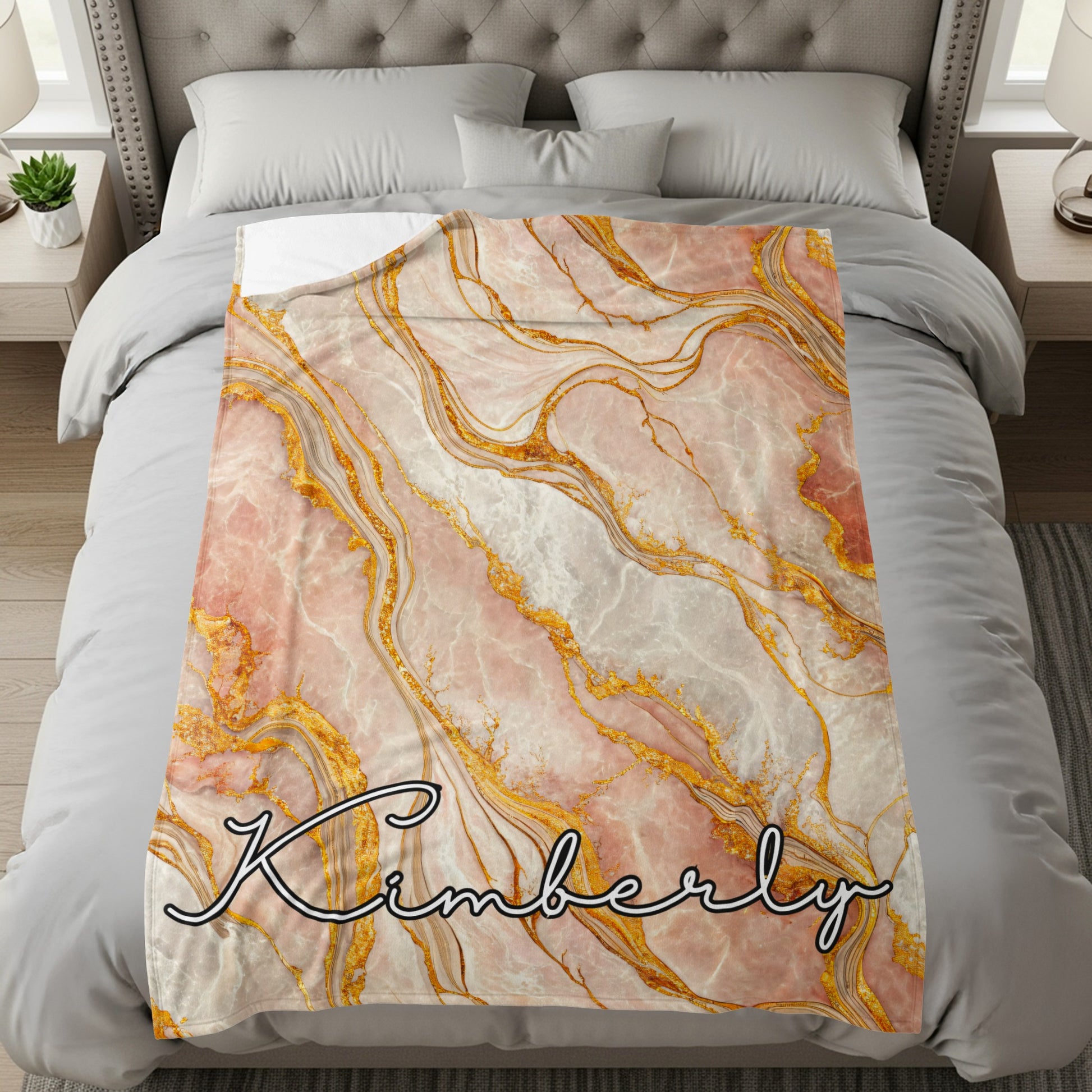 Personalized Kimberly Marble Design Comforter