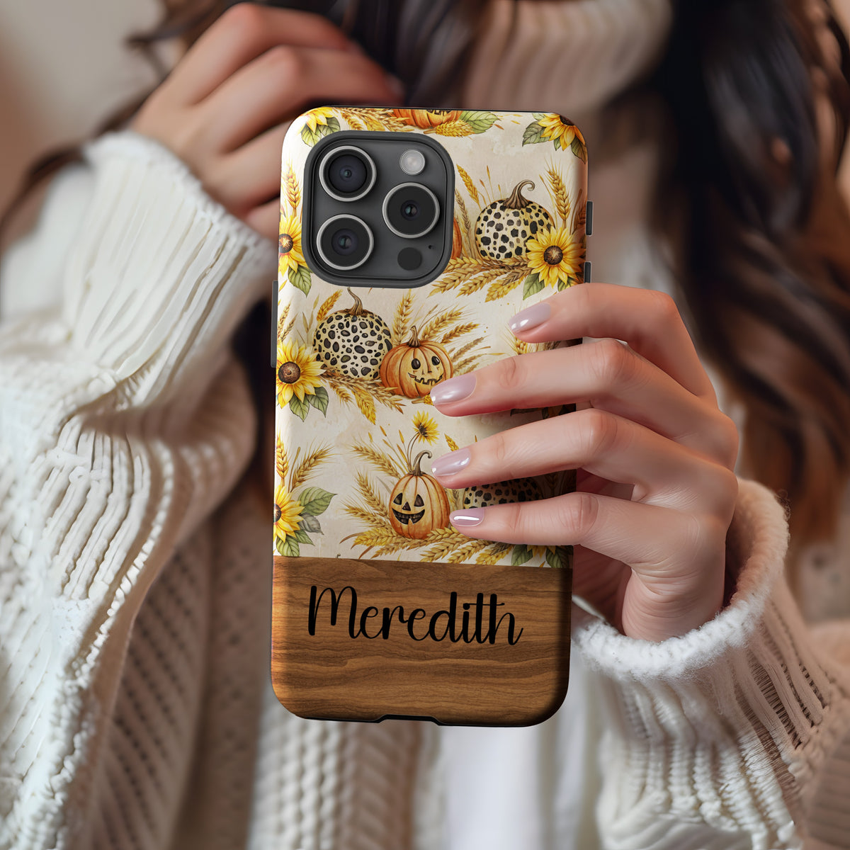 Personalized Pumpkin and Sunflower Phone Case