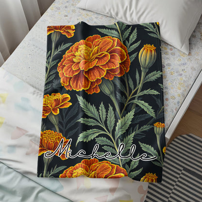 Floral Delight with Custom Name Illustration Blanket - Walk Greener