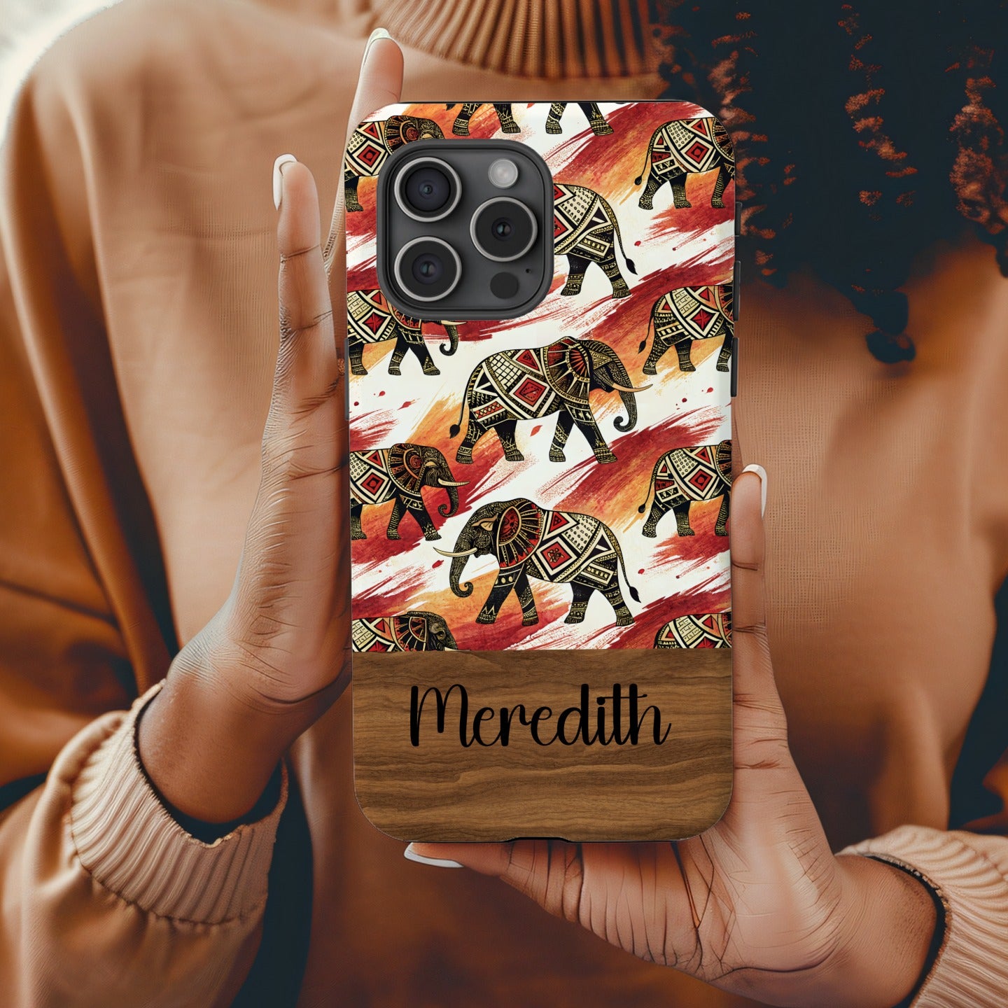 Tribal Elephant Graphic Design for Custom Phone Case - Walk Greener