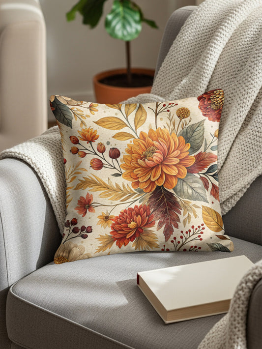 Autumn Floral Decorative Throw Pillow for Cozy Home
