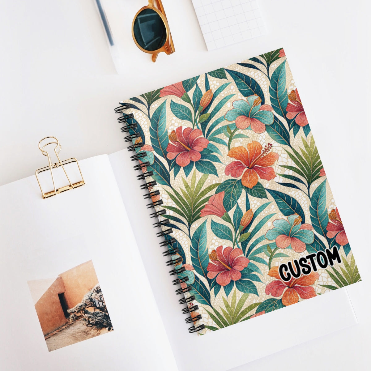 Custom Floral Pattern Spiral Bound Notebook