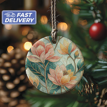 Elegant Floral Design Christmas Tree Ornament