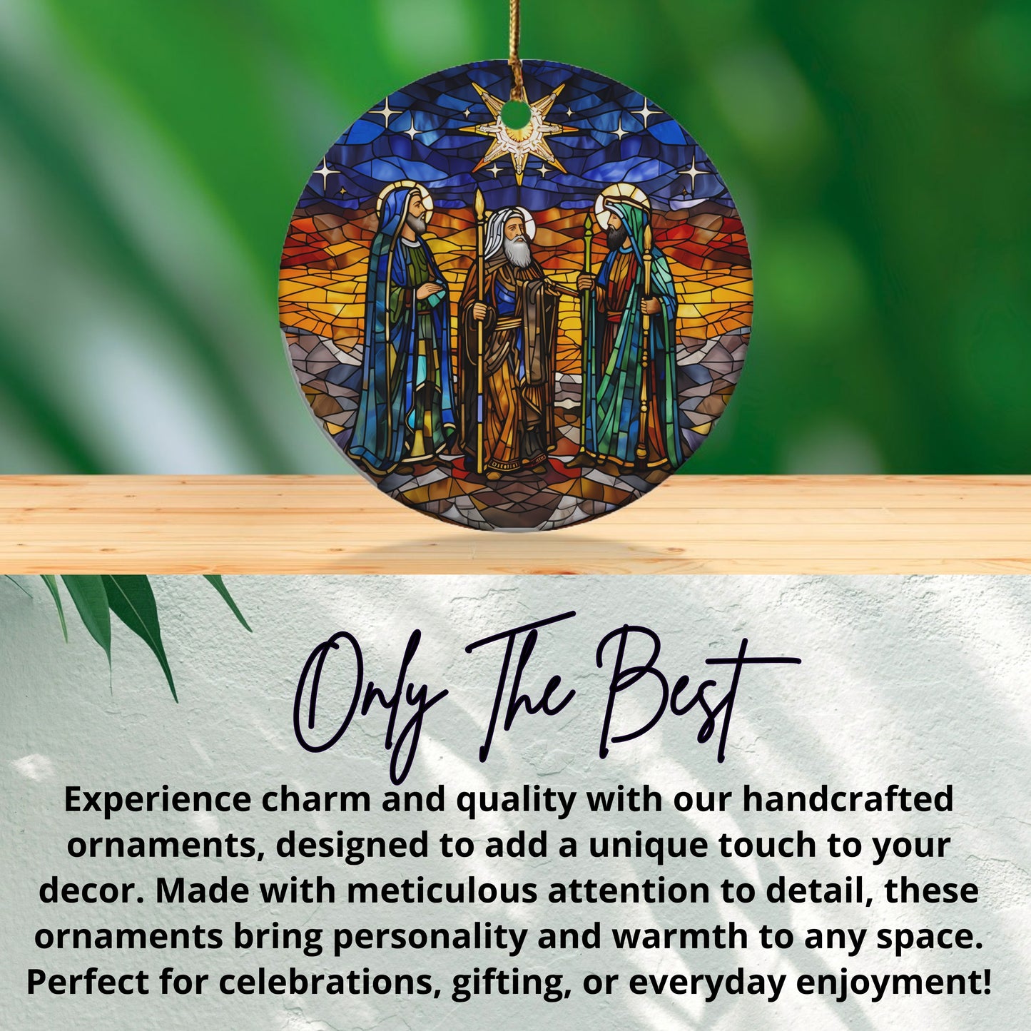 Nativity Scene Stained Glass Round Ornament product