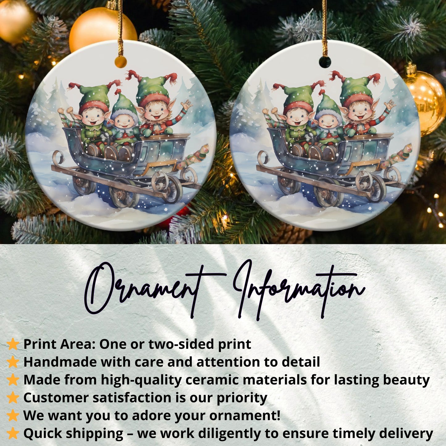 Adorable Elf Children Christmas Ornament product type