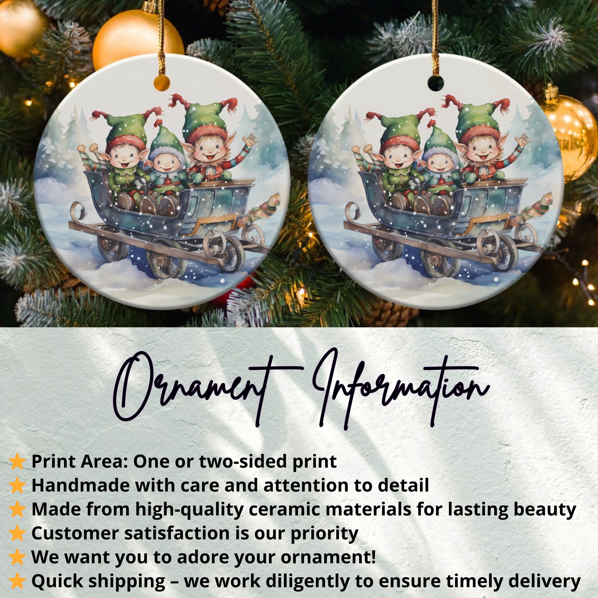Adorable Elf Children Christmas Ornament product type