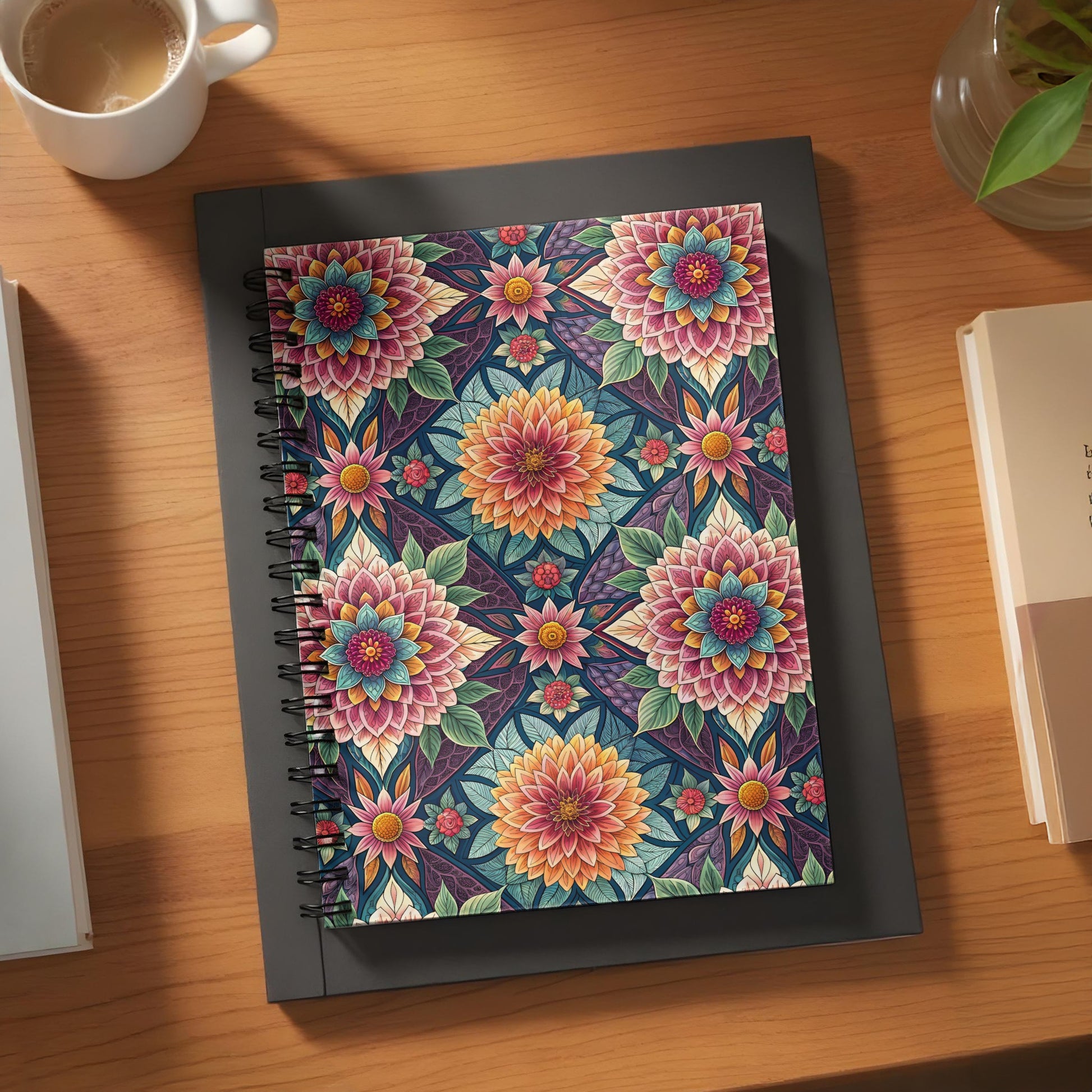 Colorful Floral Design Spiral Notebook for Daily Use