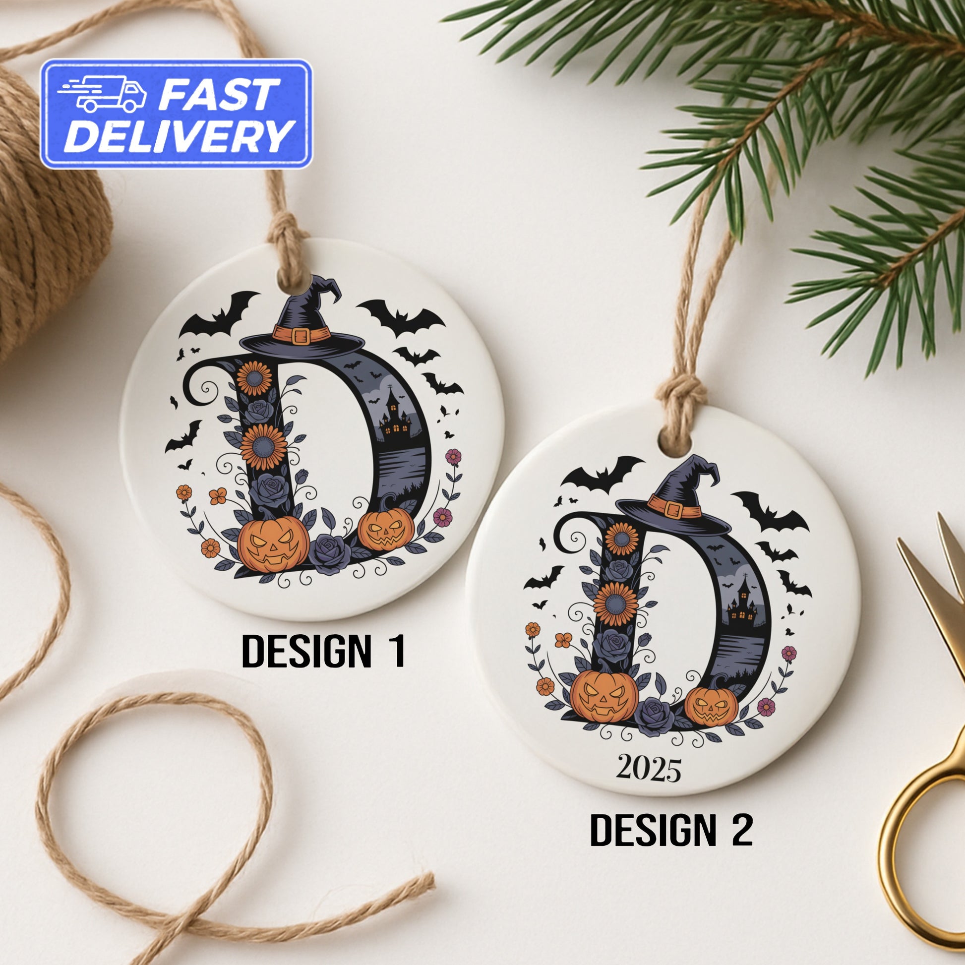 Personalized Halloween Initial Ornament product