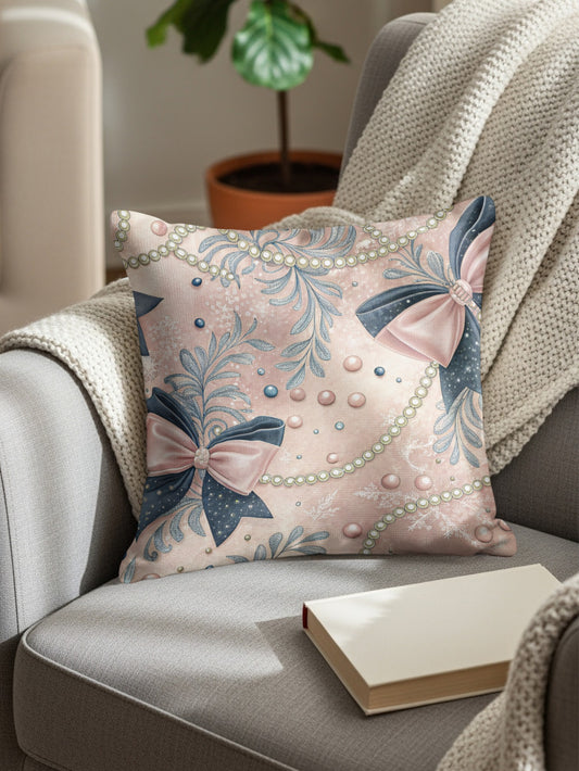 Elegant Pink and Blue Decorative Pillow for Home Decor