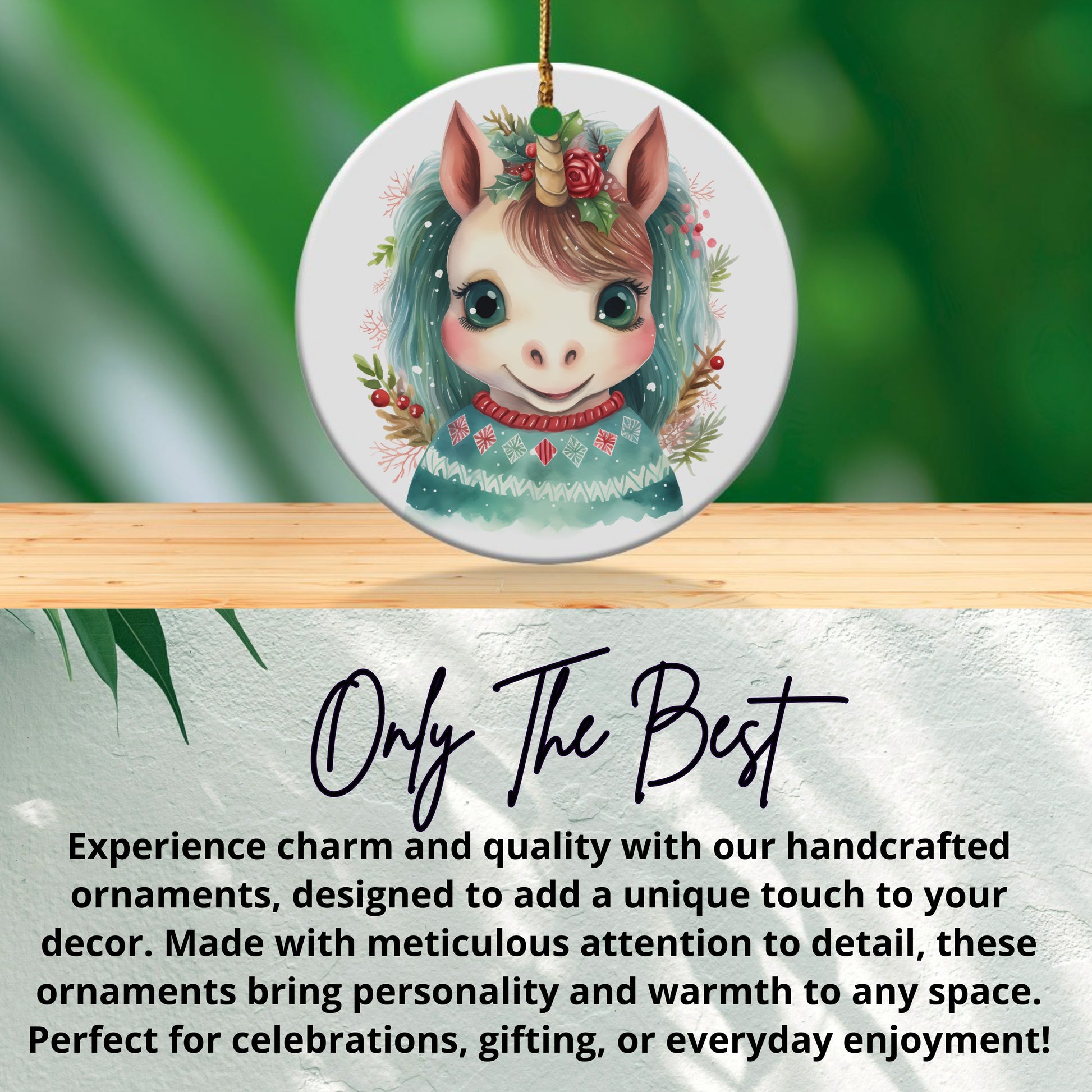 Cute Unicorn Christmas Ornament for Festive Decor product