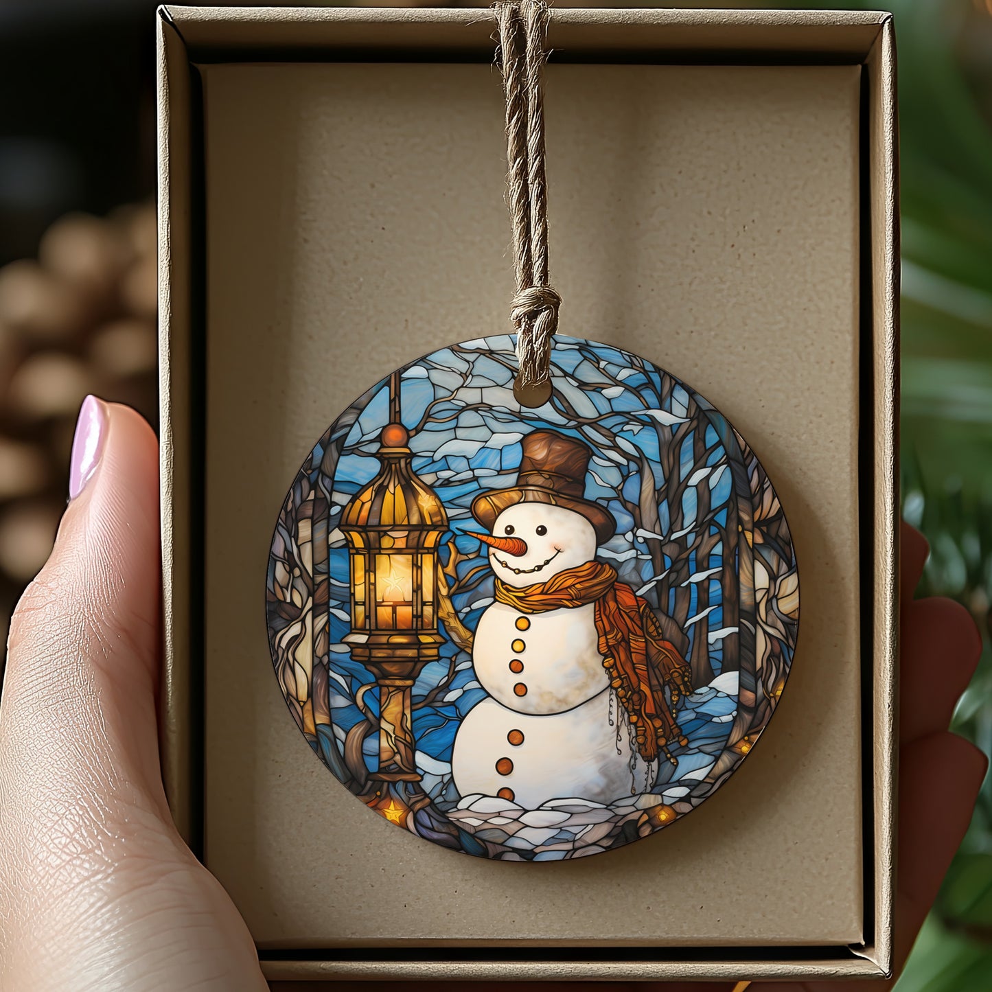 Handcrafted Festive Snowman With Lantern Holiday product type