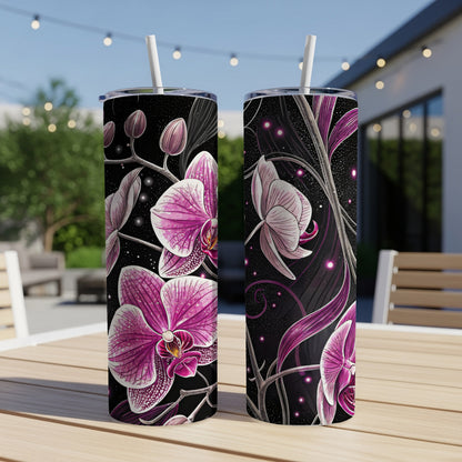 Pink Orchids and Sparkling Lights Elegant Design Tumblers - Walk Greener