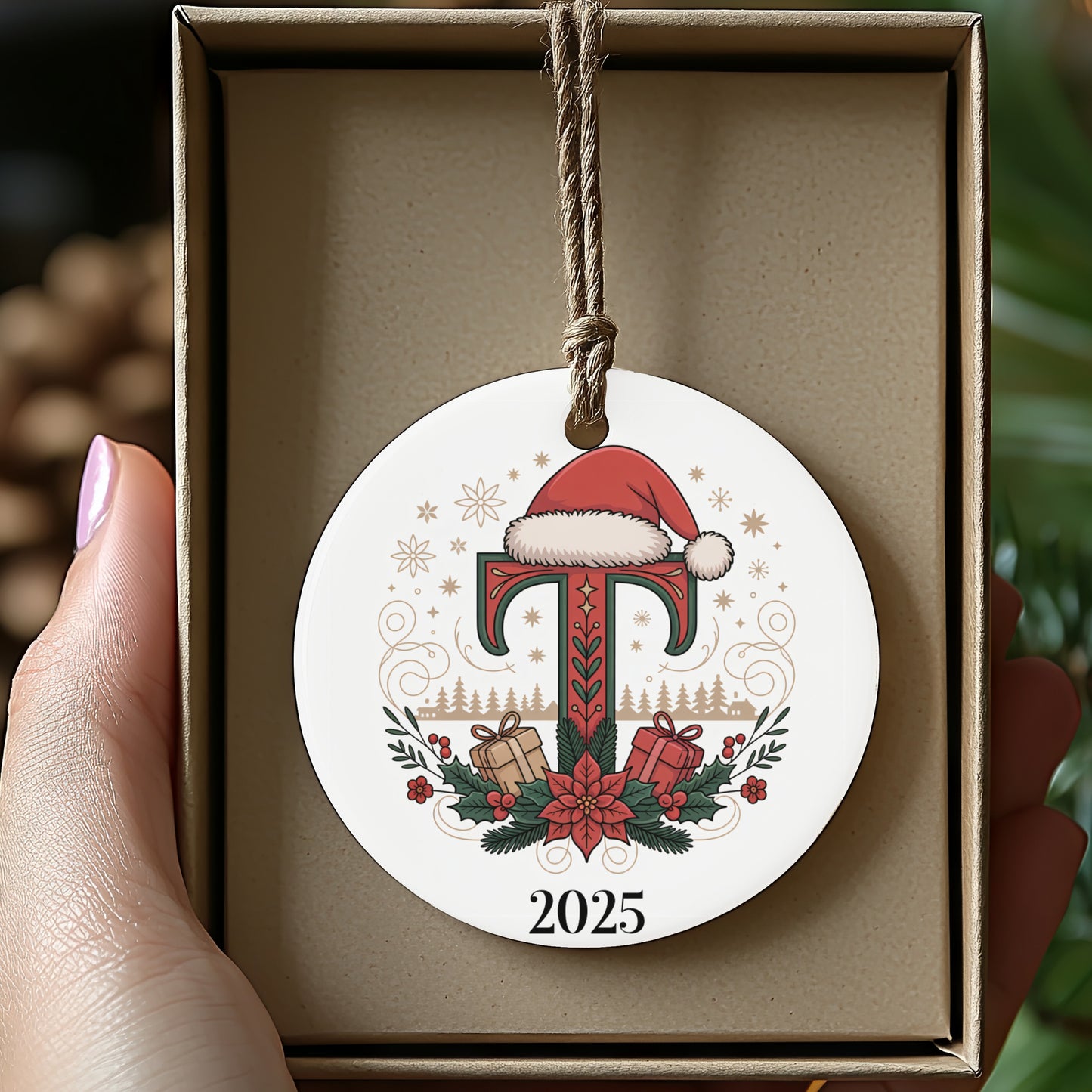 Personalized Christmas Ornament with Initial T product