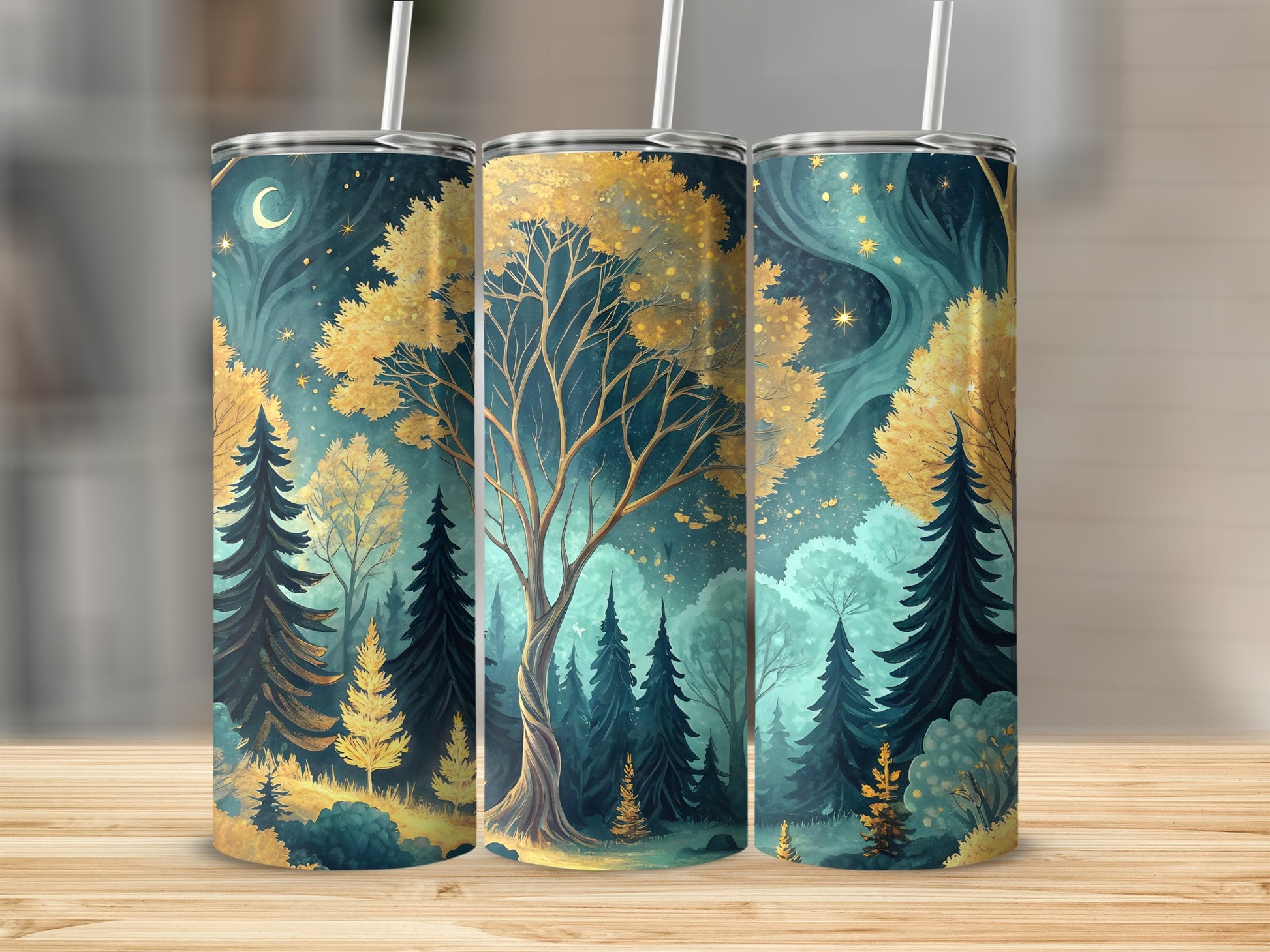 Enchanting Forest Illustration Tumbler Design for Your Drink