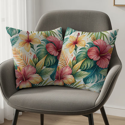 Tropical Watercolor Flower Pattern Design Pillows & Pillow Cases - Walk Greener