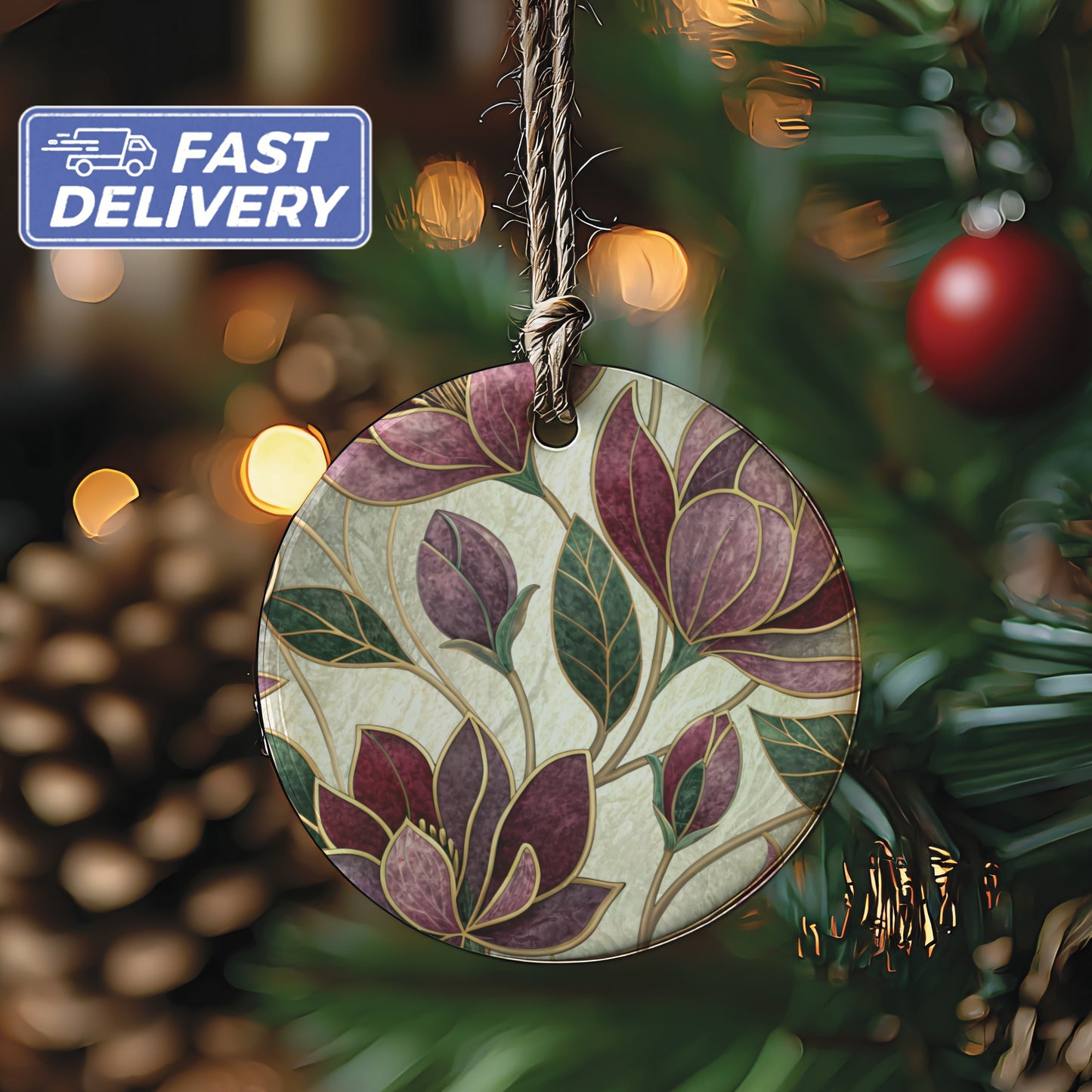 Floral Patterned Christmas Ornament with Fast Delivery