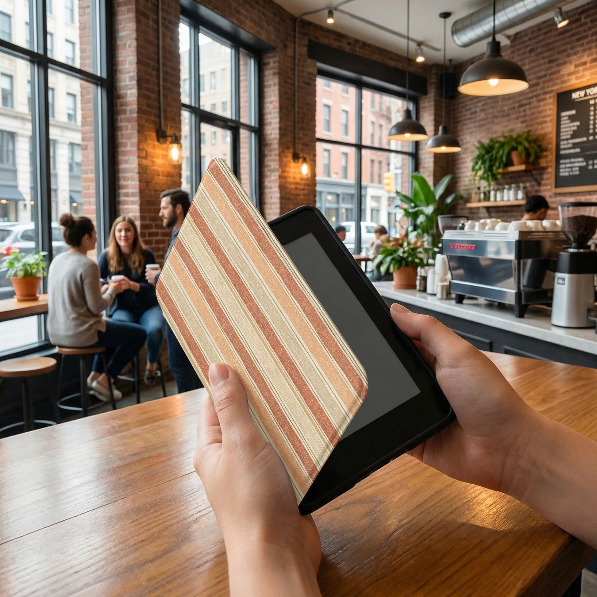 Striped Sleeve Cover for E-Reader Tablet with Modern Design