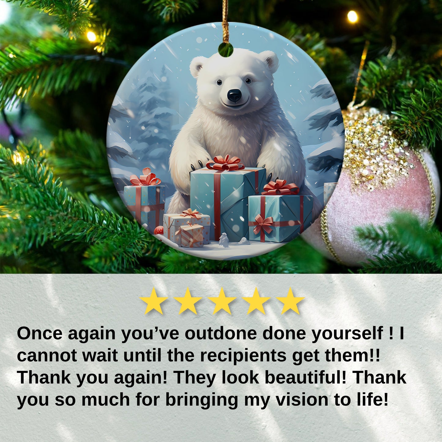 Polar Bear with Gift Boxes Christmas Ornament product