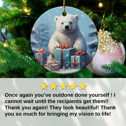 Polar Bear with Gift Boxes Christmas Ornament product