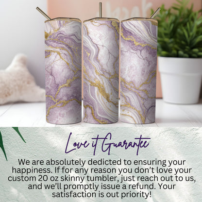 Custom 20 oz Skinny Tumbler with Marble Design