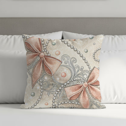 Pastel Bows Beads and Ornate Swirls Pattern Pillows & Pillow Cases - Walk Greener
