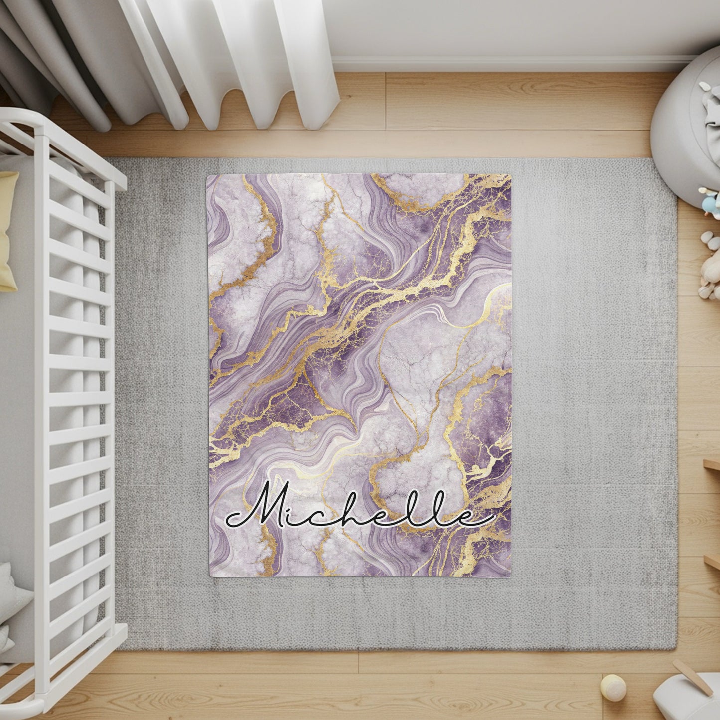 Purple Marble Design Custom Name Michelle Rug