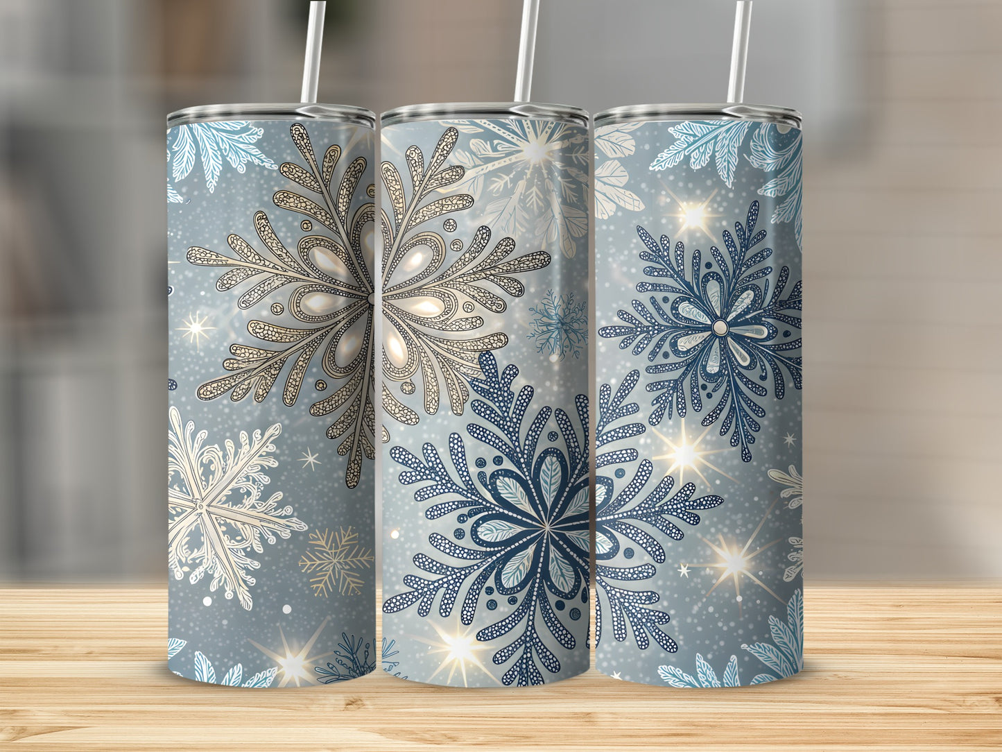 Winter Snowflake Patterned Insulated Tumbler Drinkware