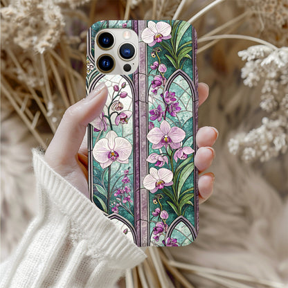 Beautiful Orchid Stained Glass Phone Case Design