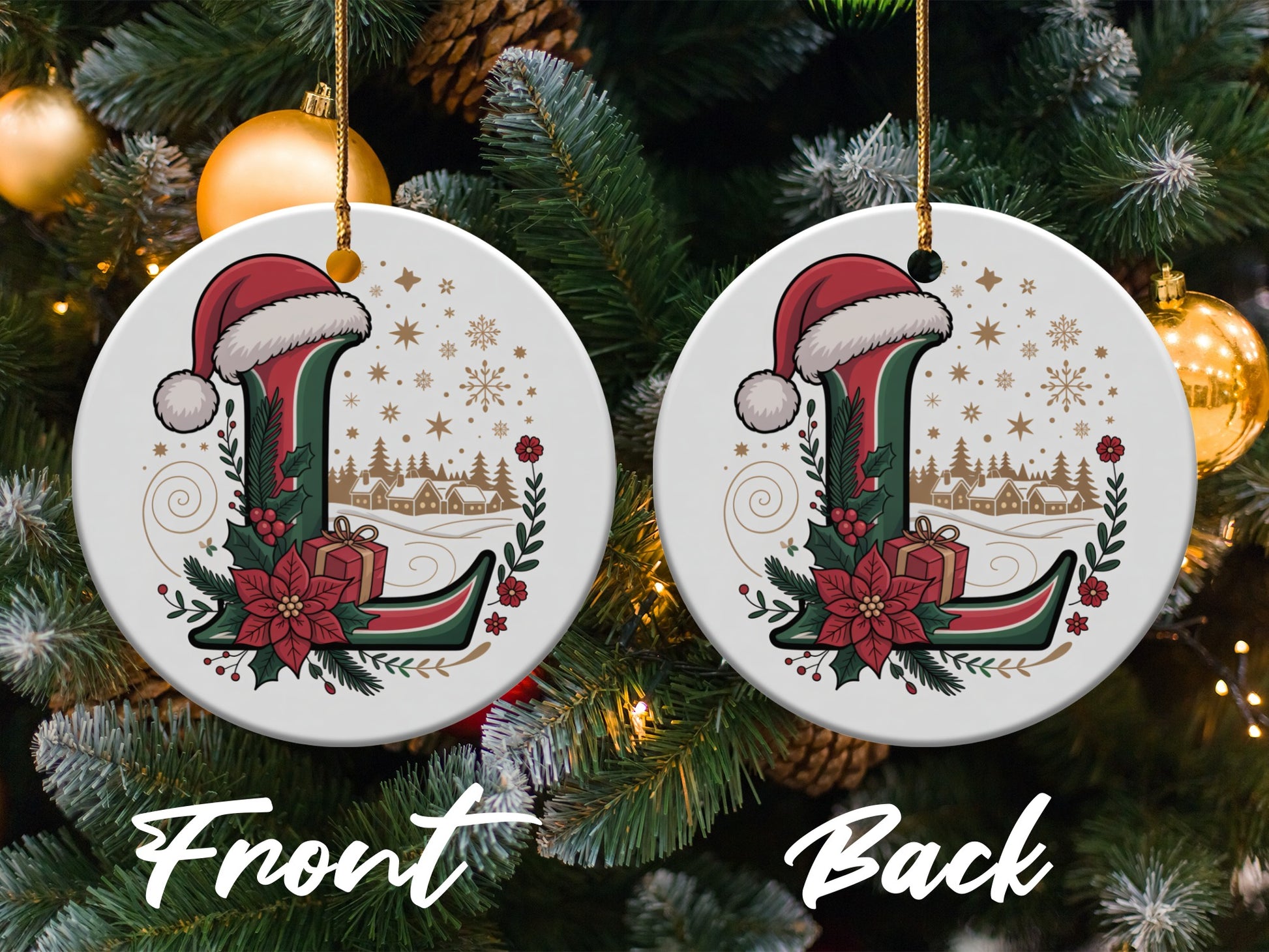 Personalized Santa Hat Initial Christmas Ornament product type