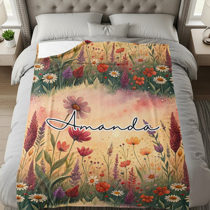 Personalized Floral Name Blanket with Custom Design