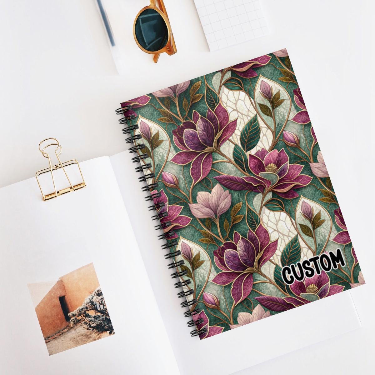 Colorful Floral Custom Spiral Bound Notebook