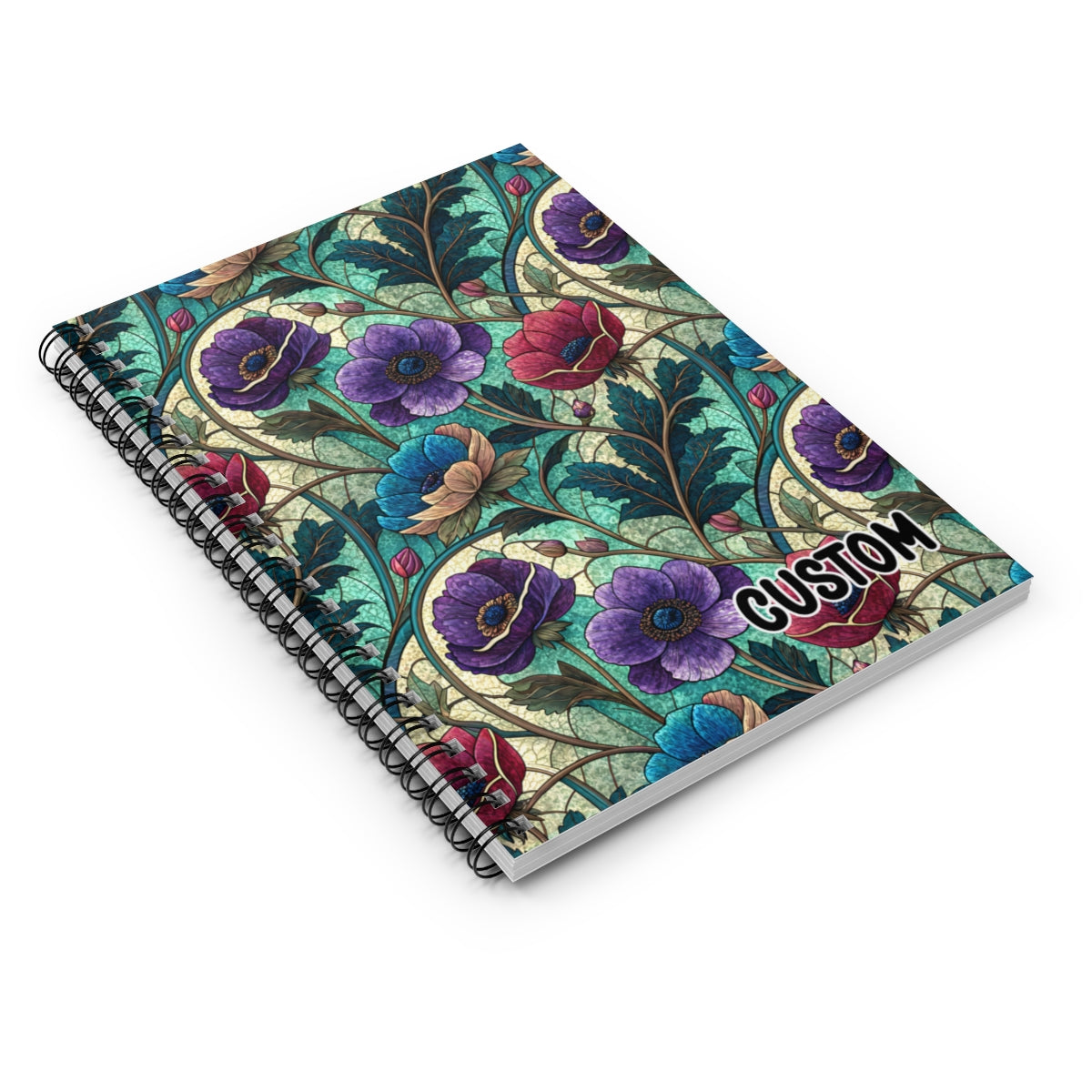 Custom Floral Design Spiral Notebook Stationery