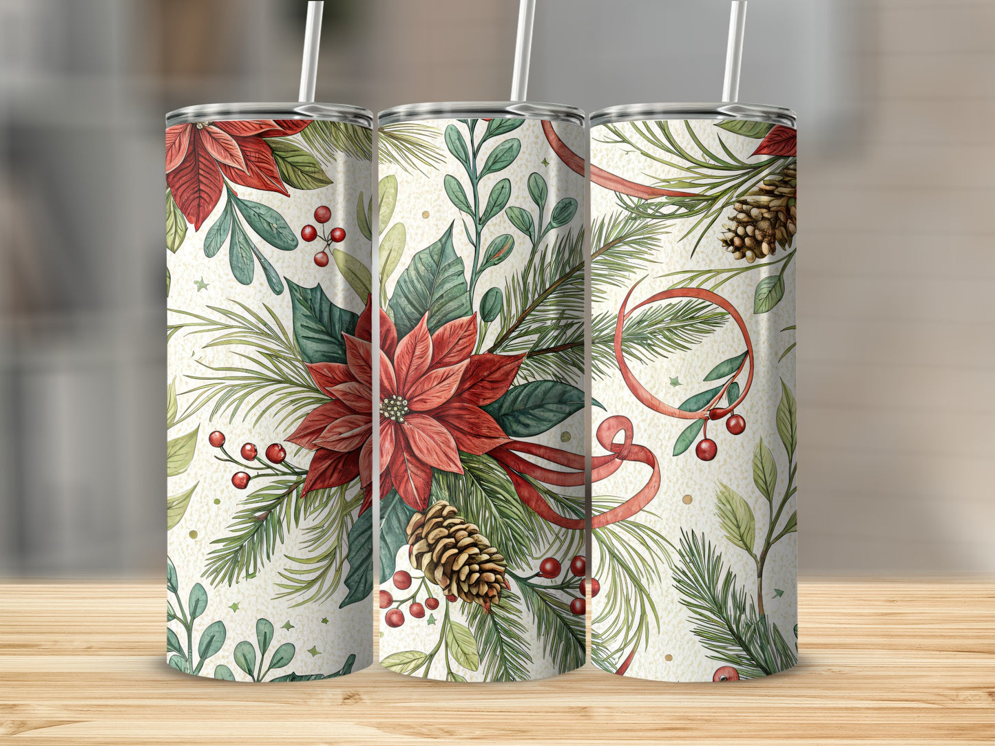 Festive Botanical Holiday Design Tumbler
