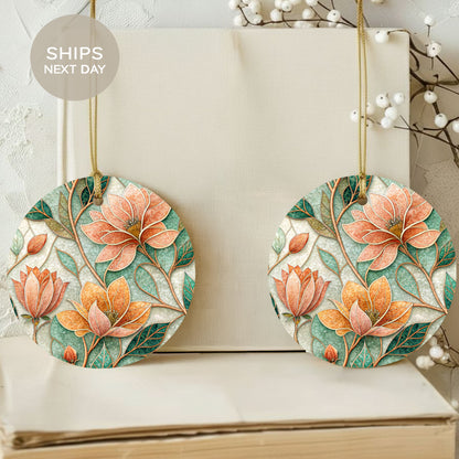 Floral Round Ornament with Next Day Shipping Option