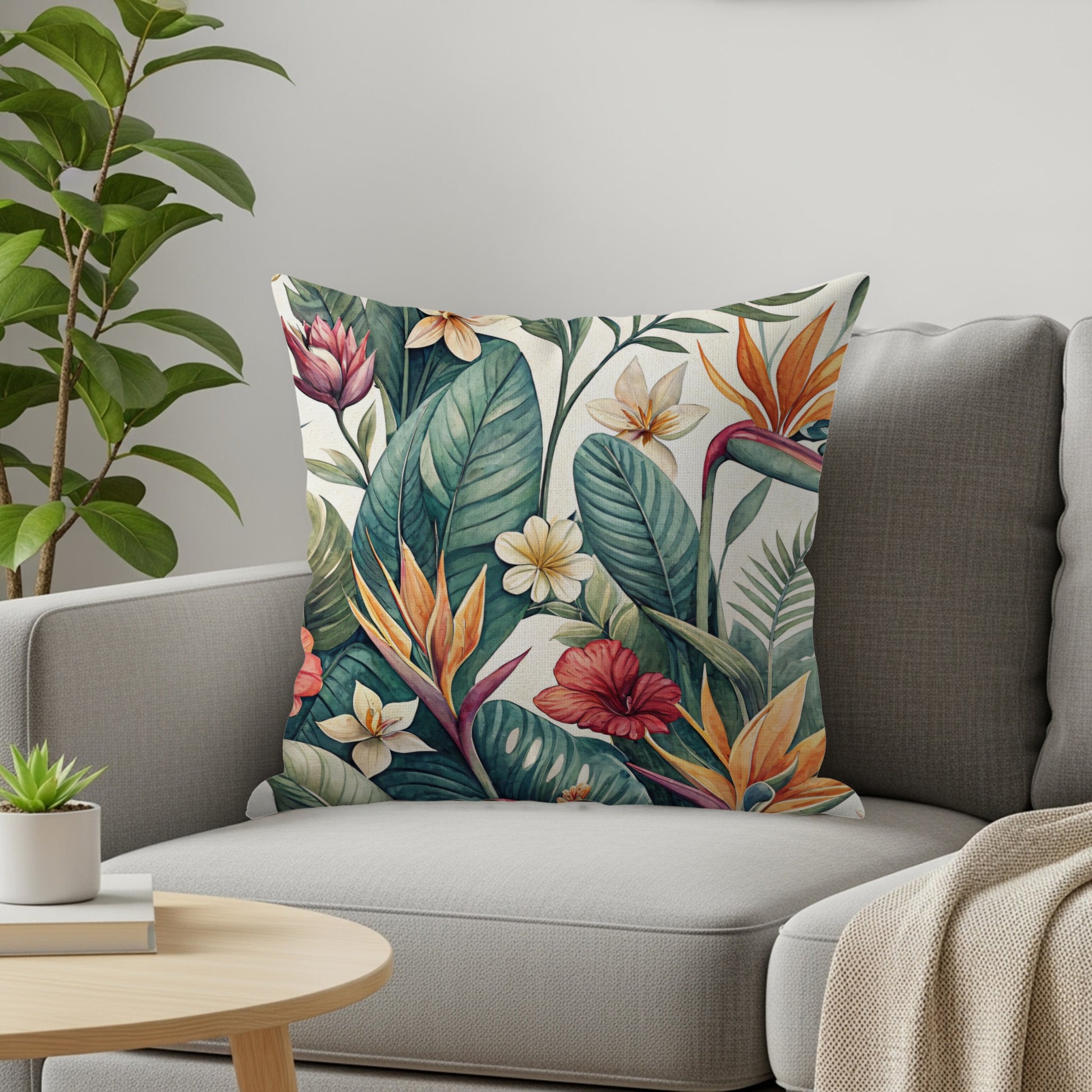 Tropical Floral Design Decorative Cushion Pillow