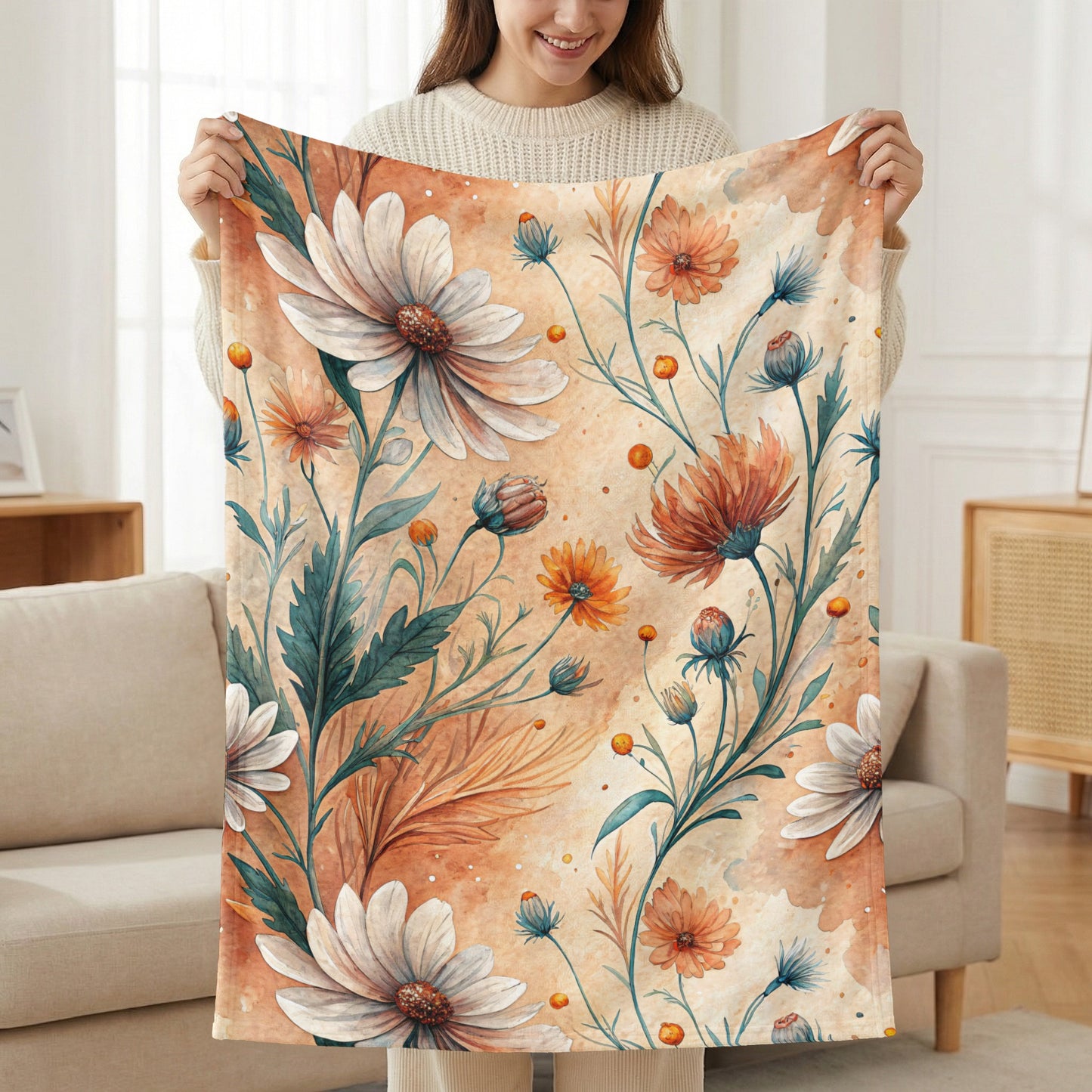 Elegant Daisy Bloom Design Watercolor Style Floral Art - Walk Greener