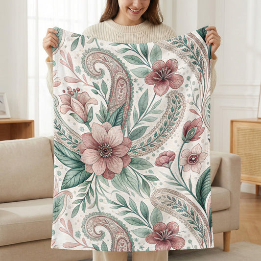 Floral Paisley Art Nouveau Design Pattern Pink and Green - Walk Greener