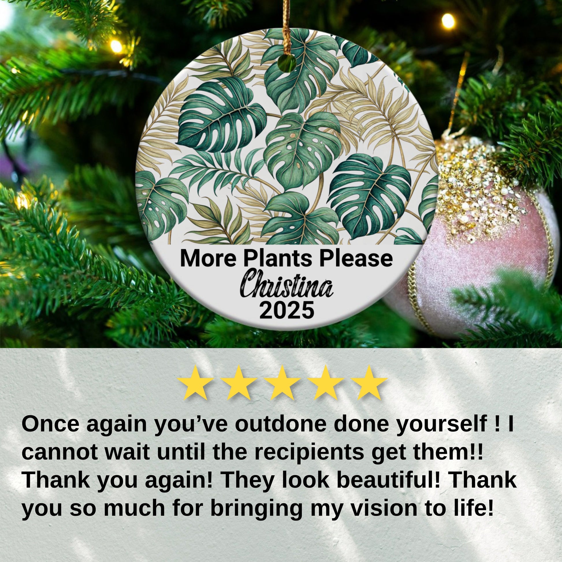 Tropical Leaves Personalized Ornament product