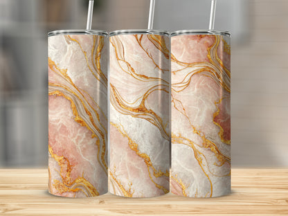 Elegant Pink and Gold Marble Design Tumbler Cups