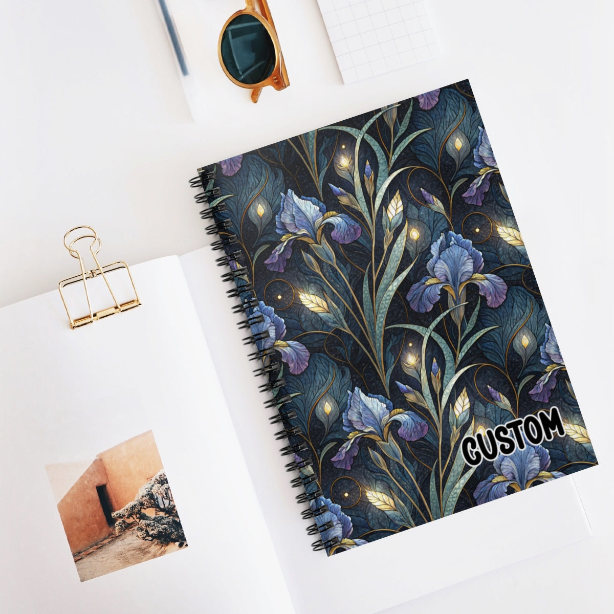 Elegant Floral Custom Notebook Design with Dark Theme