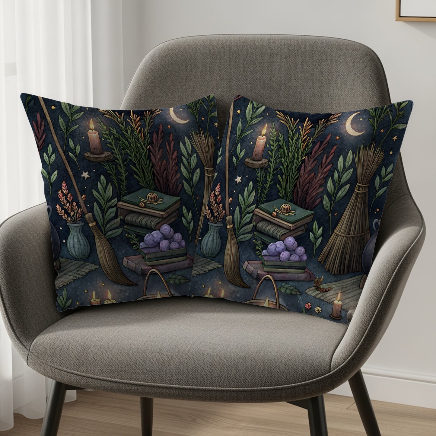 Enchanting Books and Brooms Themed Pillow product